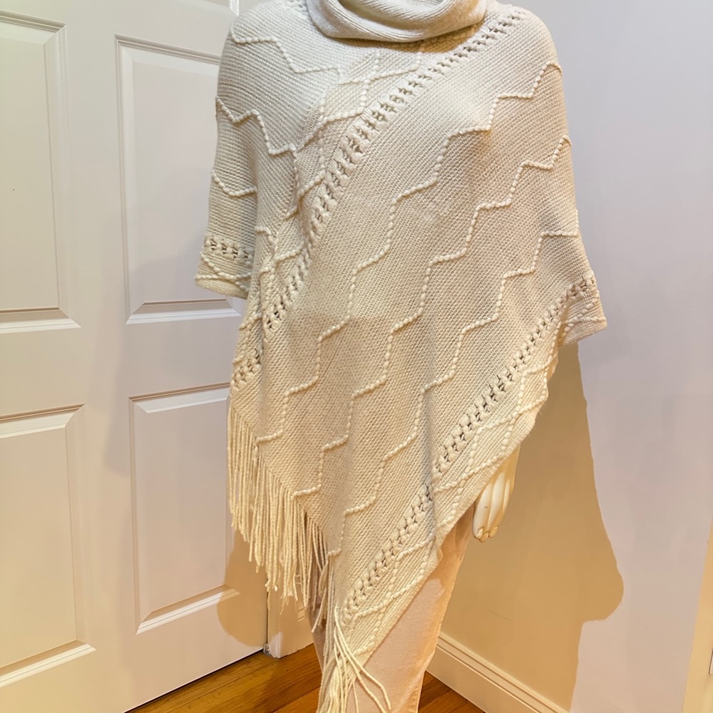 Demdaco Cream Knit Poncho